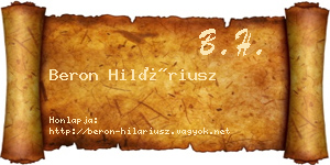 Beron Hiláriusz névjegykártya
